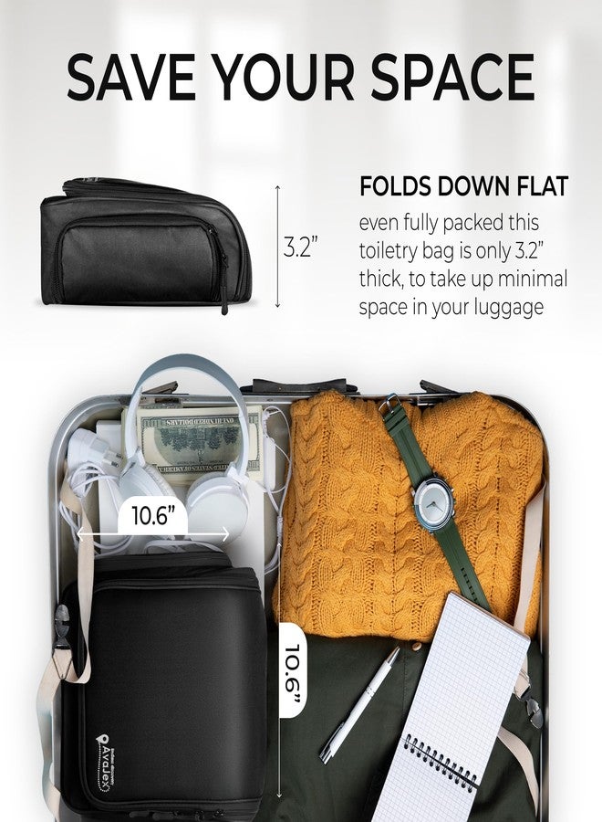 AvaJex Travel Toiletry Bag for Men and Women - (10.6”x10.6”x3.2”) Large Hanging Toiletry Organizer - Waterproof Hygiene Bag with Metal XXL Swivel Hook, with Sturdy Zippers and 15 Compartments for Toiletries - Image 5